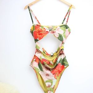 Aerie Triple Knot Tropical Floral One Piece Swim L